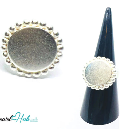925 Silver Ring (Hallmarked) Beaded Disc · UK M-N-O · US 6.5–8 · 7.3g CA
