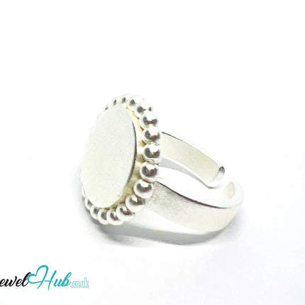 925 Silver Ring (Hallmarked) Beaded Disc · UK M-N-O · US 6.5–8 · 7.3g CA