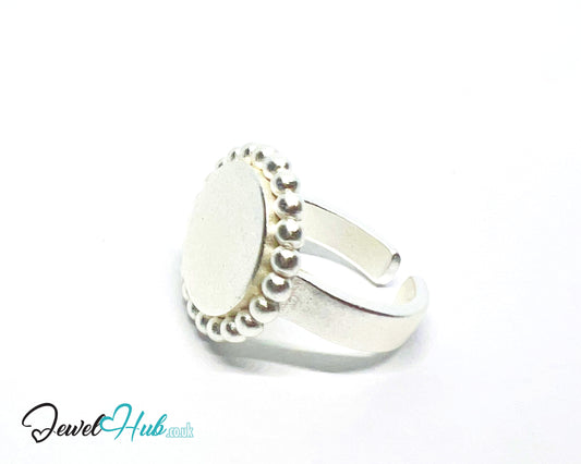 925 Silver Ring (Hallmarked) Beaded Disc · UK M-N-O · US 6.5–8 · 7.3g