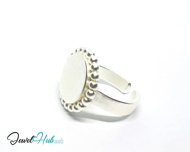 925 Silver Ring (Hallmarked) Beaded Disc · UK M-N-O · US 6.5–8 · 7.3g CA