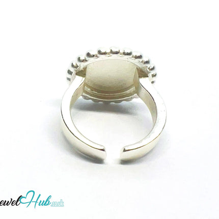 925 Silver Ring (Hallmarked) Beaded Disc · UK M-N-O · US 6.5–8 · 7.3g CA