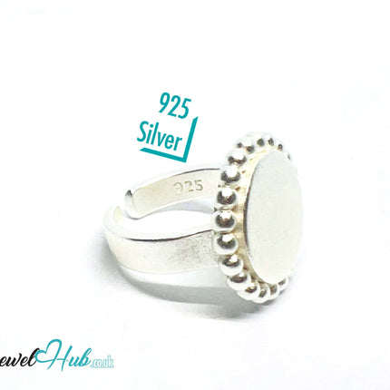 925 Silver Ring (Hallmarked) Beaded Disc · UK M-N-O · US 6.5–8 · 7.3g CA