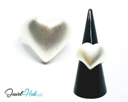 925 Silver Ring (Hallmarked) Matte Heart · UK M-N-O · US 6.5–8 · 6.7g