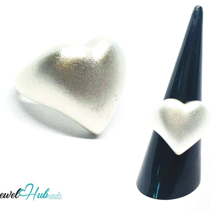 925 Silver Ring (Hallmarked) Matte Heart · UK M-N-O · US 6.5–8 · 6.7g CA