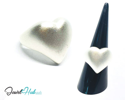 925 Silver Ring (Hallmarked) Matte Heart · UK M-N-O · US 6.5–8 · 6.7g