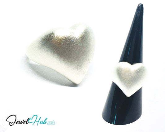 925 Silver Ring (Hallmarked) Matte Heart · UK M-N-O · US 6.5–8 · 6.7g