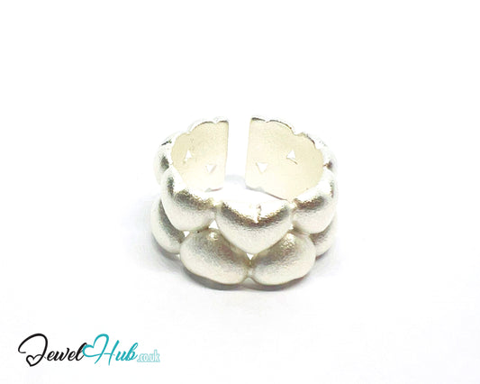 925 Silver Ring (Hallmarked) Clustered Hearts · UK M-N-O · US 6.5–8 · 8.65g