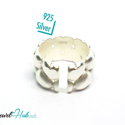 925 Silver Ring (Hallmarked) Clustered Hearts · UK M-N-O · US 6.5–8 · 8.65g CA