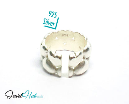925 Silver Ring (Hallmarked) Clustered Hearts · UK M-N-O · US 6.5–8 · 8.65g