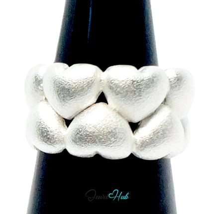 925 Silver Ring (Hallmarked) Clustered Hearts · UK M-N-O · US 6.5–8 · 8.65g CA