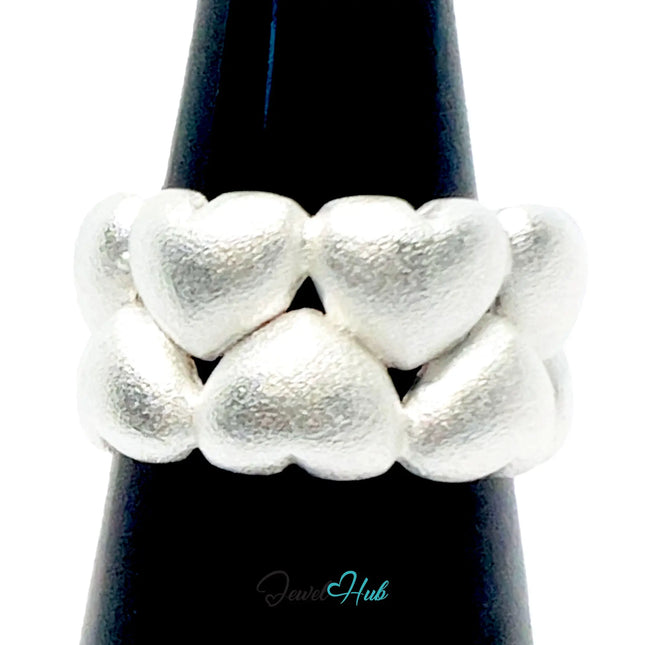 925 Silver Ring (Hallmarked) Clustered Hearts · UK M-N-O · US 6.5–8 · 8.65g CA