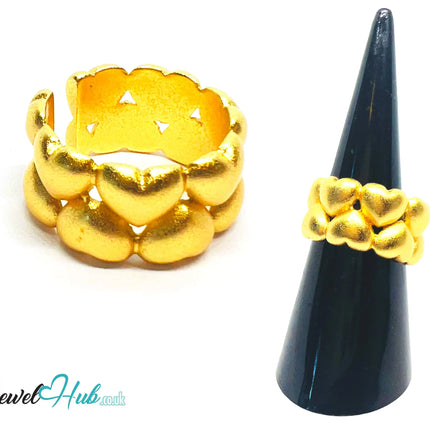 925 Silver Ring (Hallmarked) Gold-Tone Clustered Hearts · UK M-N-O · US 6.5–8 · 8.35g CA