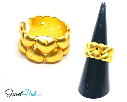 925 Silver Ring (Hallmarked) Gold-Tone Clustered Hearts · UK M-N-O · US 6.5–8 · 8.35g