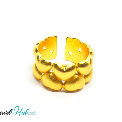 925 Silver Ring (Hallmarked) Gold-Tone Clustered Hearts · UK M-N-O · US 6.5–8 · 8.35g CA