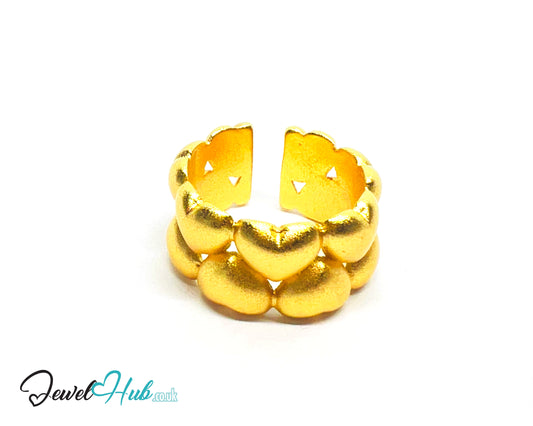 925 Silver Ring (Hallmarked) Gold-Tone Clustered Hearts · UK M-N-O · US 6.5–8 · 8.35g