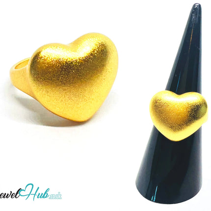 925 Silver Ring (Hallmarked) Gold-Tone Matte Heart · UK L-M-N · US 6–7.5 · 7.48g CA
