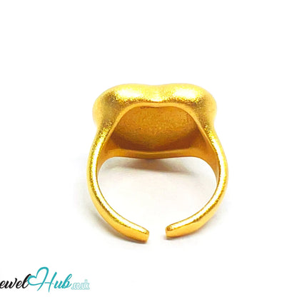 925 Silver Ring (Hallmarked) Gold-Tone Matte Heart · UK L-M-N · US 6–7.5 · 7.48g CA