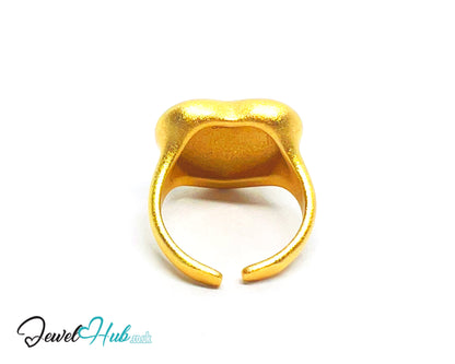925 Silver Ring (Hallmarked) Gold-Tone Matte Heart · UK L-M-N · US 6–7.5 · 7.48g