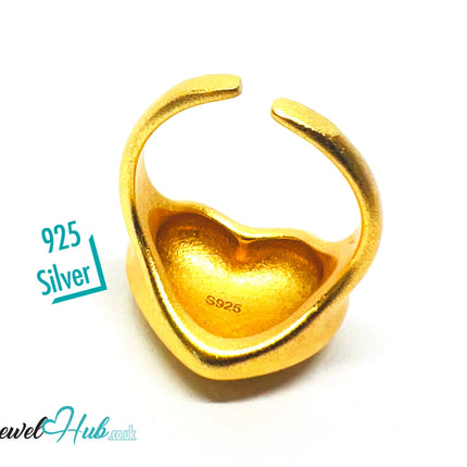 925 Silver Ring (Hallmarked) Gold-Tone Matte Heart · UK L-M-N · US 6–7.5 · 7.48g CA