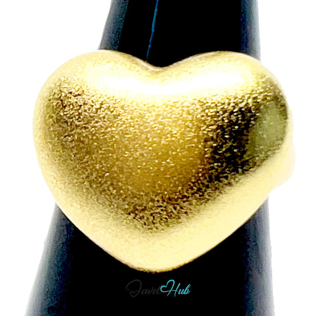 925 Silver Ring (Hallmarked) Gold-Tone Matte Heart · UK L-M-N · US 6–7.5 · 7.48g CA