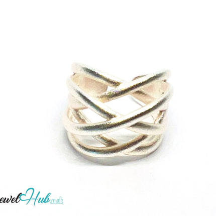 925 Silver Ring (Hallmarked) Sculptural Crossover · UK N-O-P · US 7–8.5 · 6.93g CA