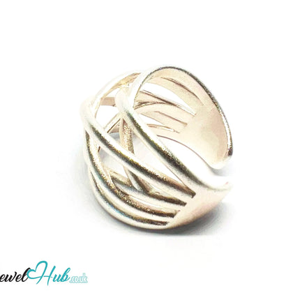925 Silver Ring (Hallmarked) Sculptural Crossover · UK N-O-P · US 7–8.5 · 6.93g CA