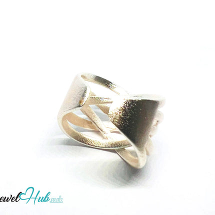 925 Silver Ring (Hallmarked) Sculptural Crossover · UK N-O-P · US 7–8.5 · 6.93g CA