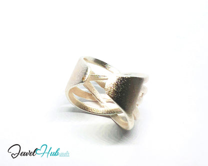 925 Silver Ring (Hallmarked) Sculptural Crossover · UK N-O-P · US 7–8.5 · 6.93g