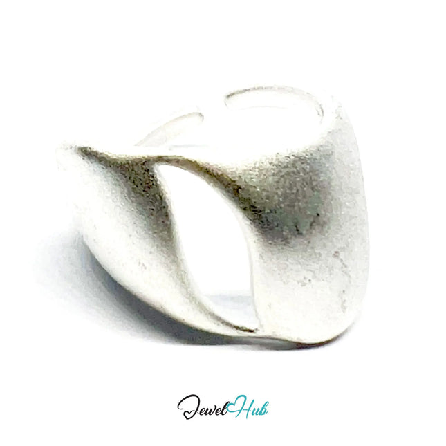 925 Silver Ring (Hallmarked) Matte Asymmetrical Band · UK N-O-P · US 7–8.5 · 5.54g CA