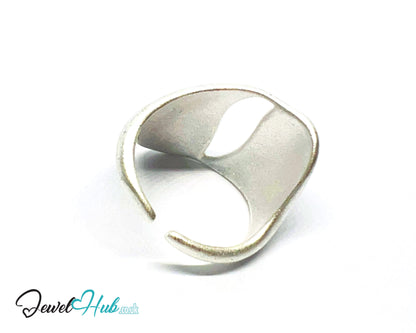 925 Silver Ring (Hallmarked) Matte Asymmetrical Band · UK N-O-P · US 7–8.5 · 5.54g