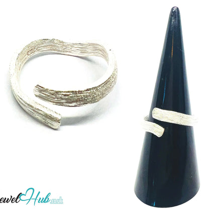 925 Silver Ring (Hallmarked) Bark Texture Band · UK N-O-P · US 7–8.5 · 2.88g CA