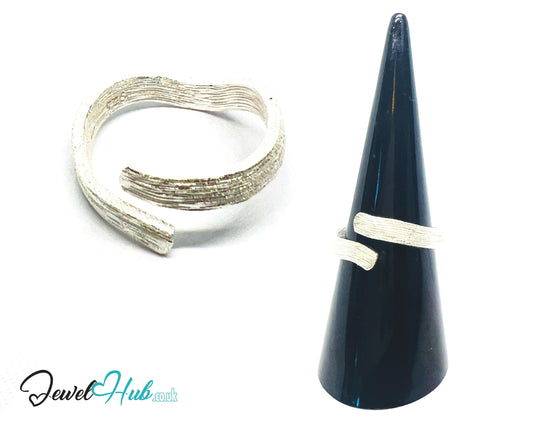 925 Silver Ring (Hallmarked) Bark Texture Band · UK N-O-P · US 7–8.5 · 2.88g