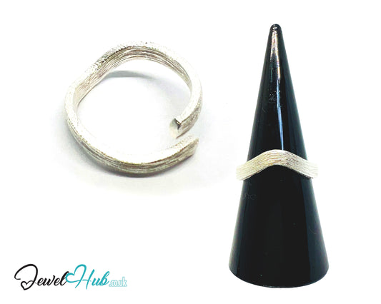 925 Silver Ring (Hallmarked) Bark Texture Band · UK N-O-P · US 7–8.5 · 2.88g