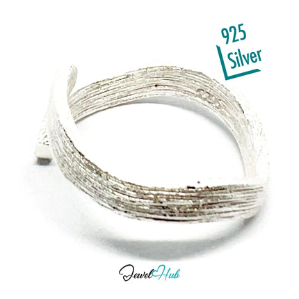 925 Silver Ring (Hallmarked) Bark Texture Band · UK N-O-P · US 7–8.5 · 2.88g CA