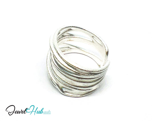 925 Silver Ring (Hallmarked) Contour Loop · UK L-M-N · US 6–7.5 · 5.7g