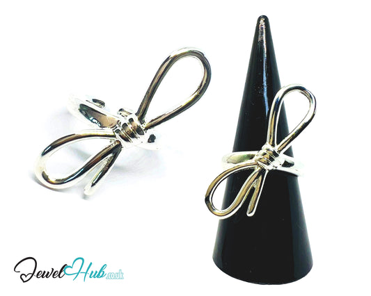 925 Silver Ring (Hallmarked) Sculptural Bow · UK M-N-O · US 6.5–8 · 5.94g