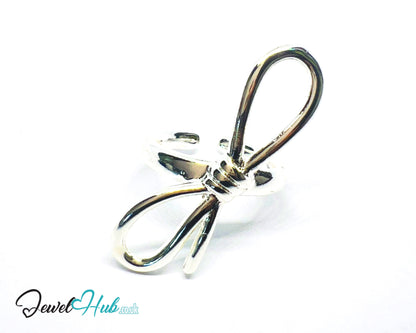 925 Silver Ring (Hallmarked) Sculptural Bow · UK M-N-O · US 6.5–8 · 5.94g