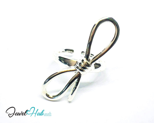 925 Silver Ring (Hallmarked) Sculptural Bow · UK M-N-O · US 6.5–8 · 5.94g