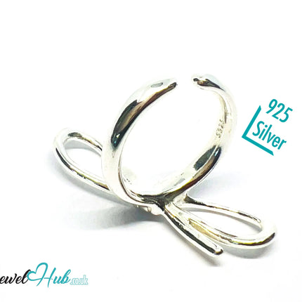 925 Silver Ring (Hallmarked) Sculptural Bow · UK M-N-O · US 6.5–8 · 5.94g CA