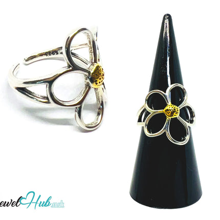 925 Silver & Gold-Tone Flower Ring · UK M-N-O · US 6.5–8 · 3g · Hallmarked CA