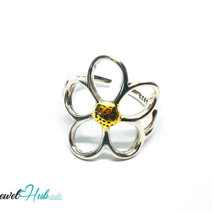 925 Silver & Gold-Tone Flower Ring · UK M-N-O · US 6.5–8 · 3g · Hallmarked CA