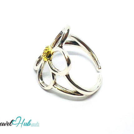 925 Silver & Gold-Tone Flower Ring · UK M-N-O · US 6.5–8 · 3g · Hallmarked CA
