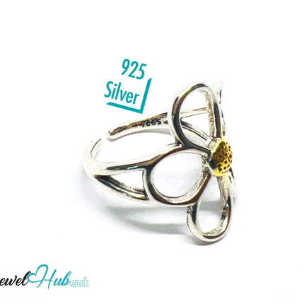 925 Silver & Gold-Tone Flower Ring · UK M-N-O · US 6.5–8 · 3g · Hallmarked CA