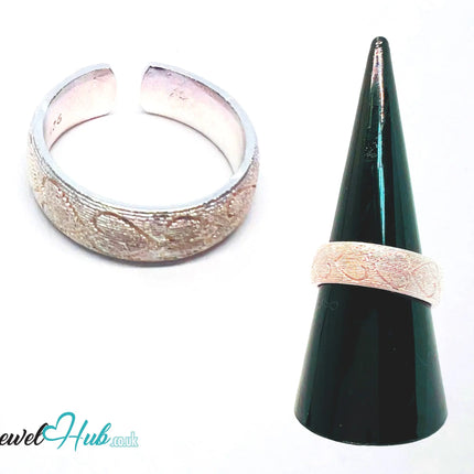 925 Silver Ring · Rose Gold-Plated · Textured Finish · UK O-P-Q · US 7.5–9 · 4.91g · Hallmarked CA