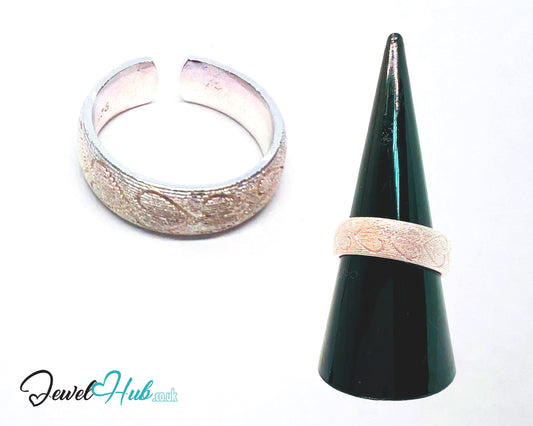 925 Silver Ring · Rose Gold-Plated · Textured Finish · UK O-P-Q · US 7.5–9 · 4.91g · Hallmarked