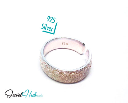 925 Silver Ring · Rose Gold-Plated · Textured Finish · UK O-P-Q · US 7.5–9 · 4.91g · Hallmarked