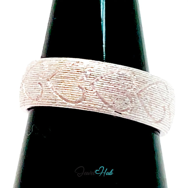 925 Silver Ring · Rose Gold-Plated · Textured Finish · UK O-P-Q · US 7.5–9 · 4.91g · Hallmarked CA