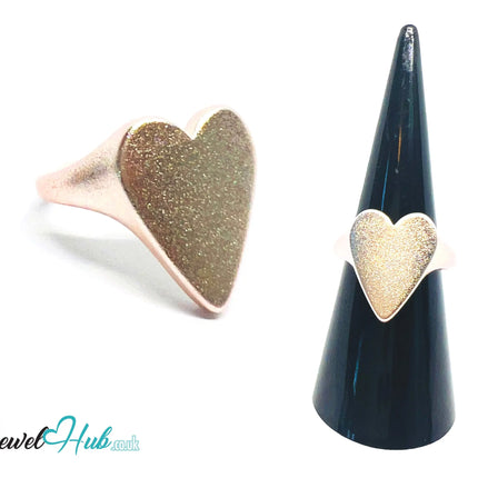 925 Silver Ring · Rose Gold-Plated Glitter Heart · UK L-M-N · US 6–7.5 · 3.46g · Hallmarked CA
