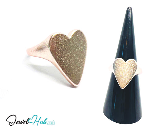 925 Silver Ring · Rose Gold-Plated Glitter Heart · UK L-M-N · US 6–7.5 · 3.46g · Hallmarked