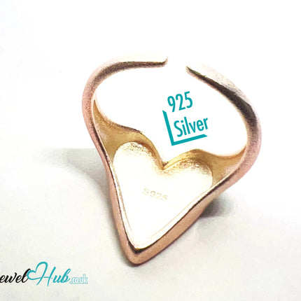 925 Silver Ring · Rose Gold-Plated Glitter Heart · UK L-M-N · US 6–7.5 · 3.46g · Hallmarked CA